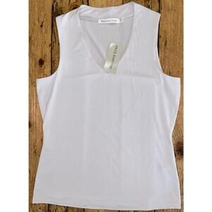 Melanie Lyne Women’s Size S Light Grey Sleeveless V-neck Blouse